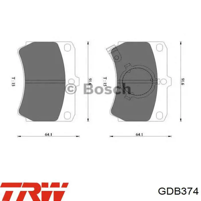 GDB374 TRW pastillas de freno delanteras