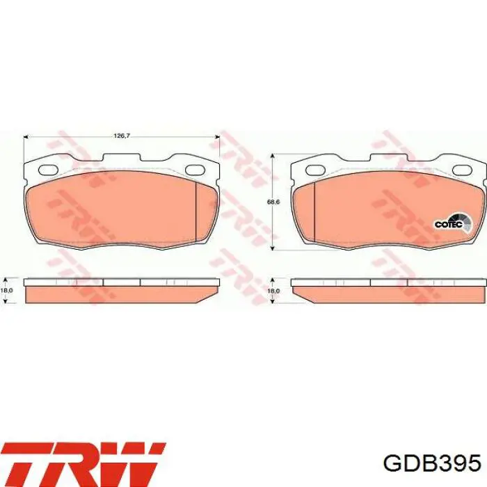 Pastillas de freno delanteras TRW GDB395