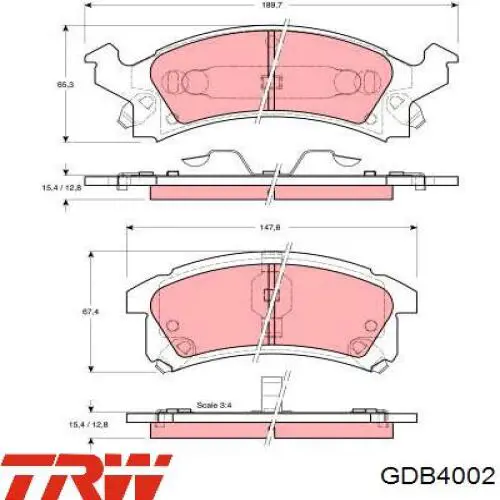 Comprar GDB4002 TRW Pastillas delanteras de freno