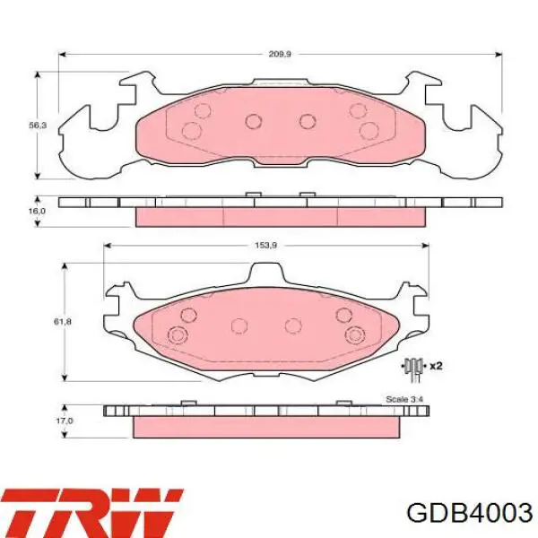 V1013968 Chrysler pastillas de freno delanteras