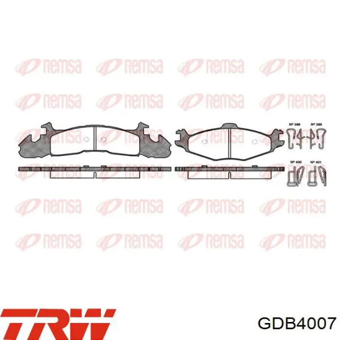 GDB4007 TRW Pastillas freno traseras
