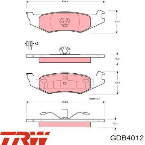 Comprar GDB4012 TRW Pastillas de freno traseras
