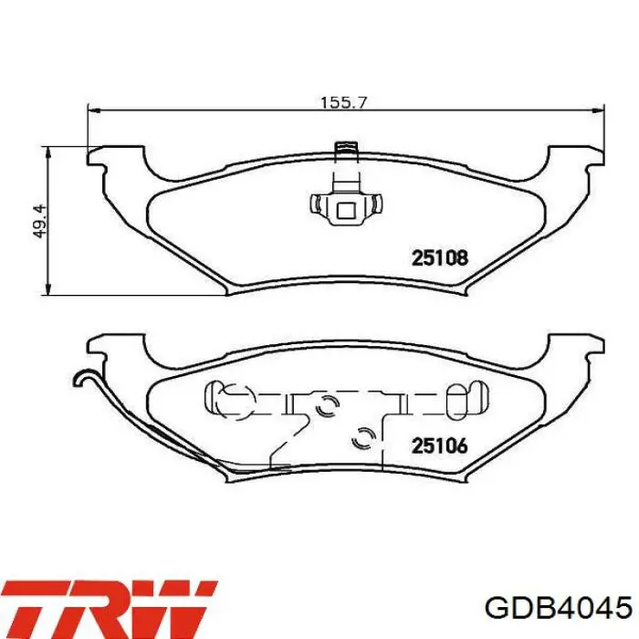 GDB4045 TRW pastillas de freno traseras