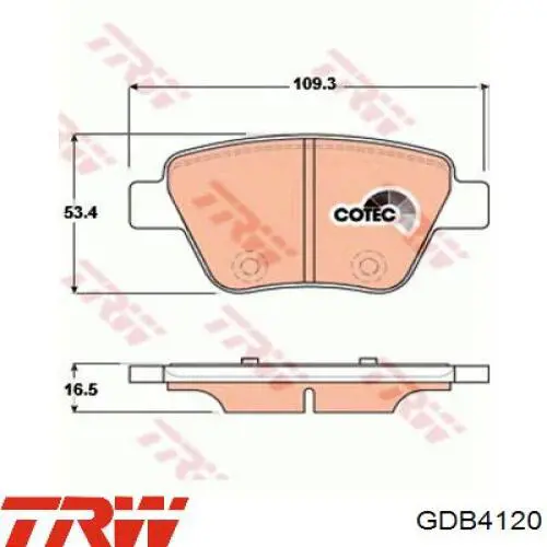 Pastillas de freno GDB4120 TRW