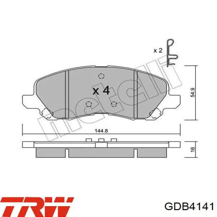 GDB4141 TRW Pastillas delanteras