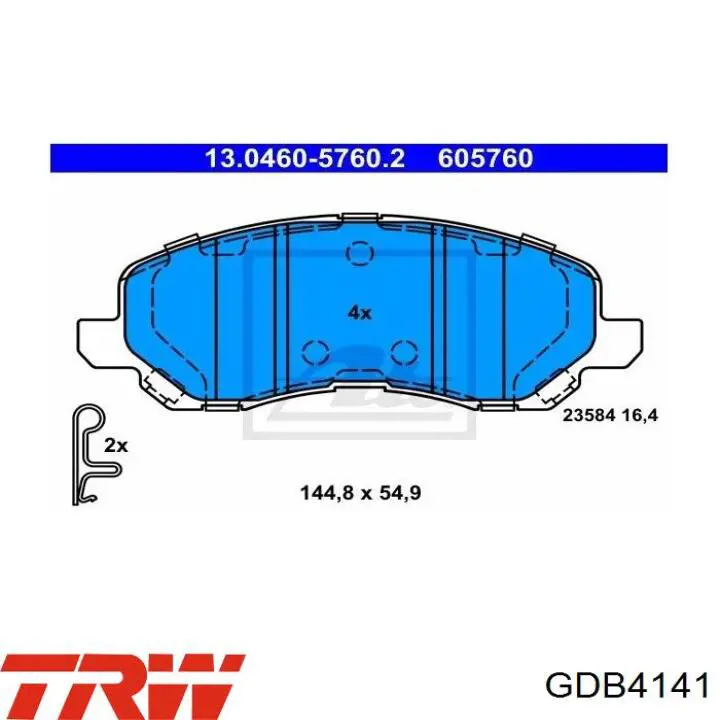 Comprar GDB4141 TRW Pastillas delanteras de freno