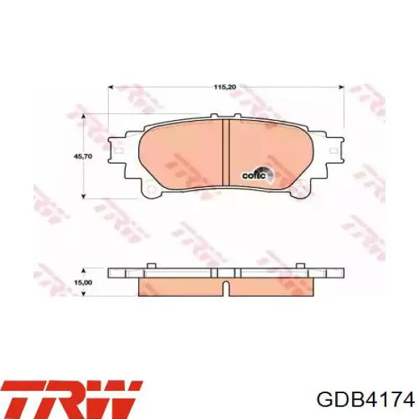 Pastillas de freno traseras GDB4174 TRW