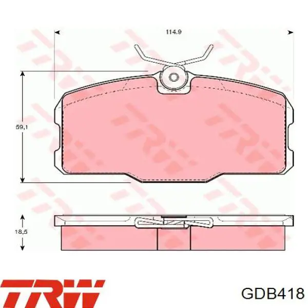 GDB418 TRW pastillas de freno delanteras