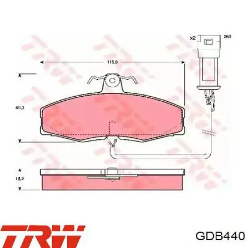 Comprar GDB440 TRW Pastillas delanteras de freno