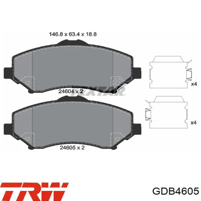 Pastillas de freno GDB4605 TRW