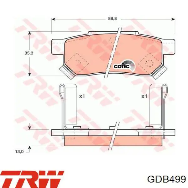 43022SEO931 Honda pastillas de freno traseras