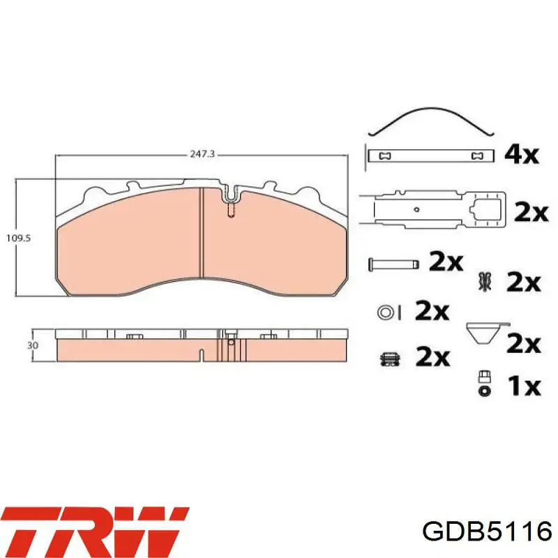 Pastillas de freno traseras GDB5116 TRW