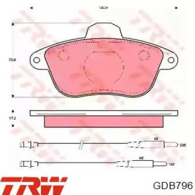 Pastillas de freno GDB796 TRW