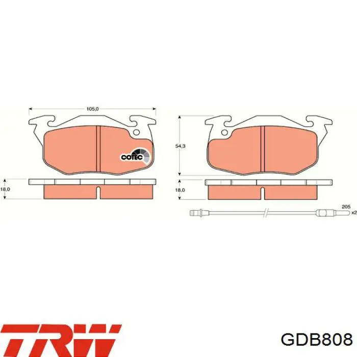 Pastillas de freno GDB808 TRW