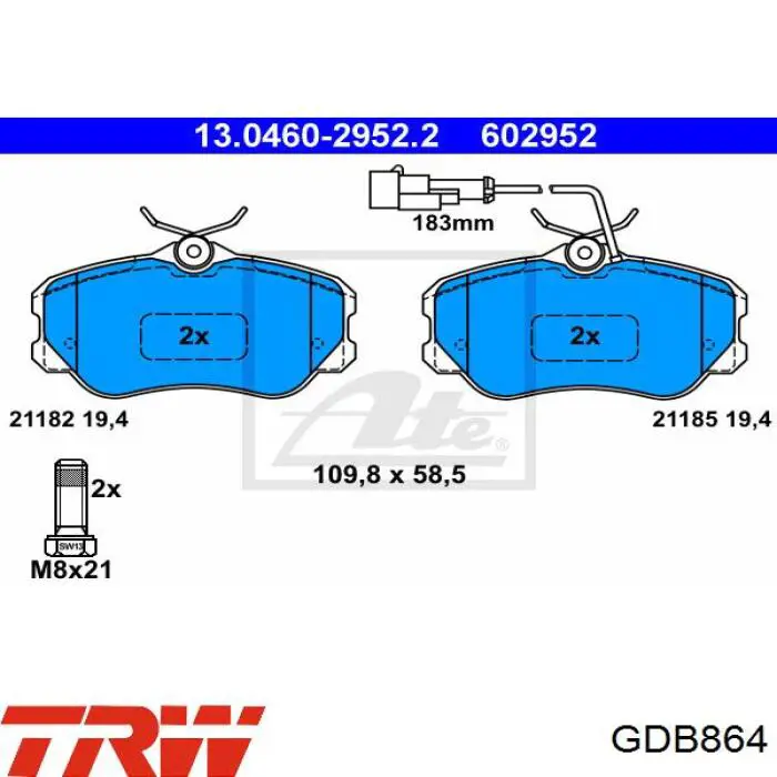 0009944814 Fiat/Alfa/Lancia pastillas de freno delanteras