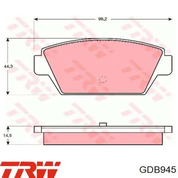 GDB945 TRW pastillas de freno traseras