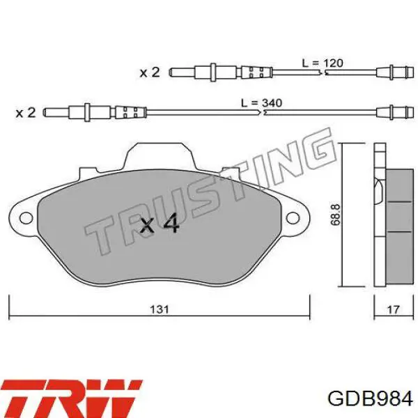 GDB984 TRW pastillas de freno delanteras