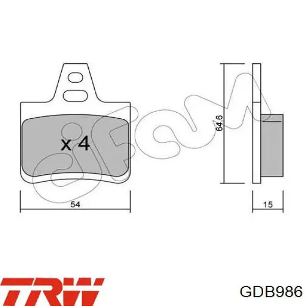 GDB986 TRW pastillas de freno traseras