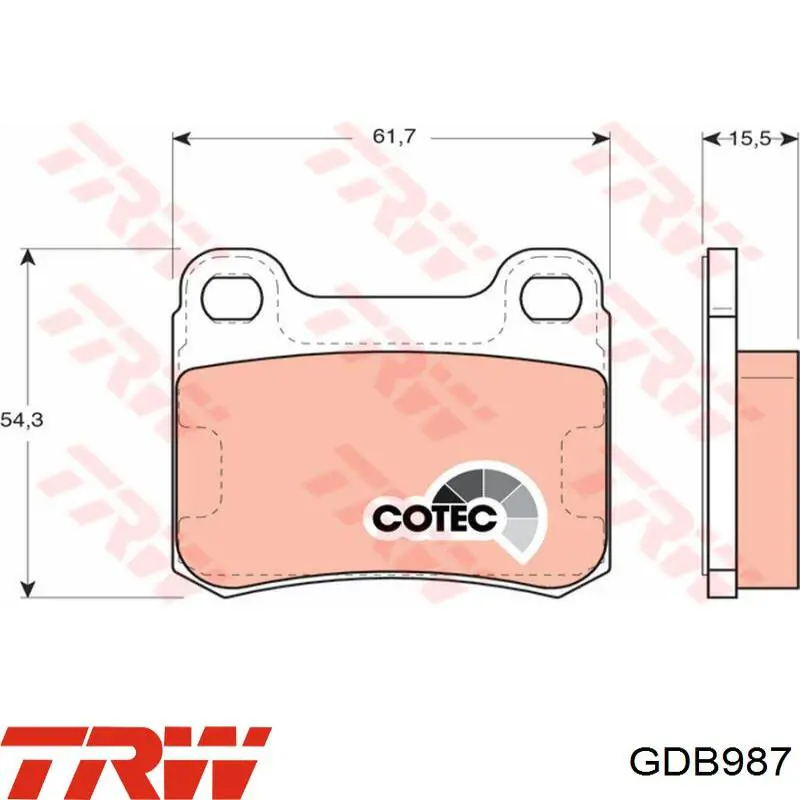 Pastillas de freno traseras GDB987 TRW