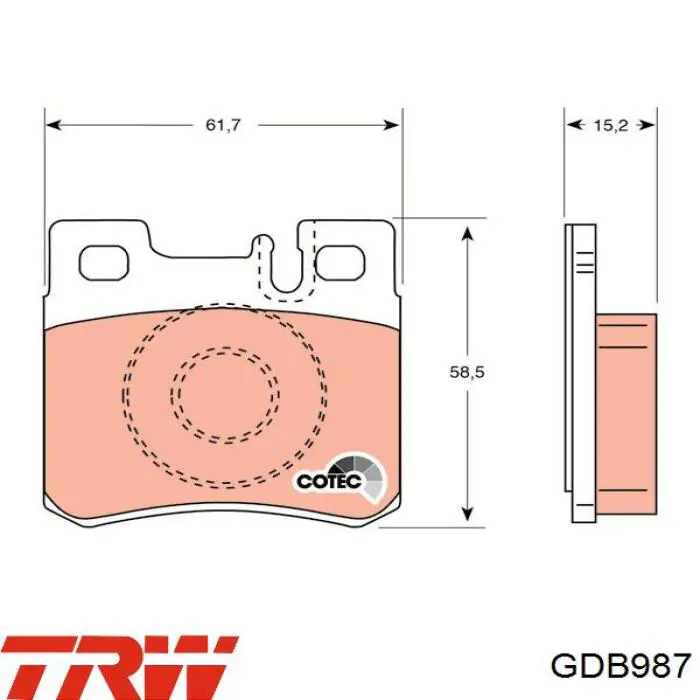 Comprar GDB987 TRW Pastillas de freno traseras