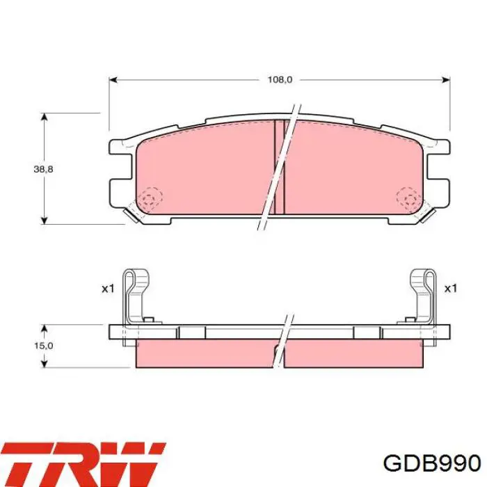 GDB990 TRW pastillas de freno traseras