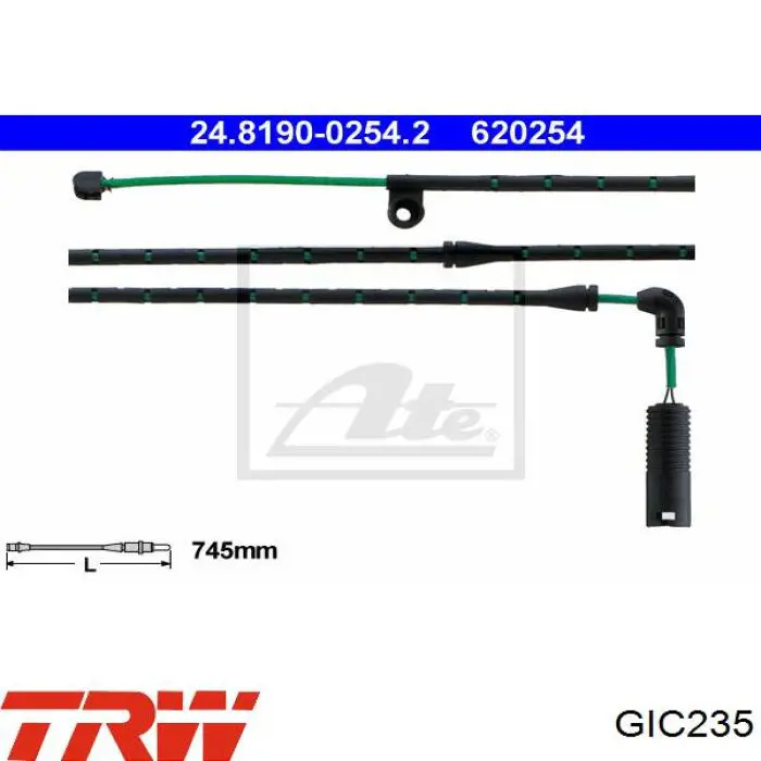 Comprar GIC235 TRW Sensor de desgaste de las pastillas de freno delanteras