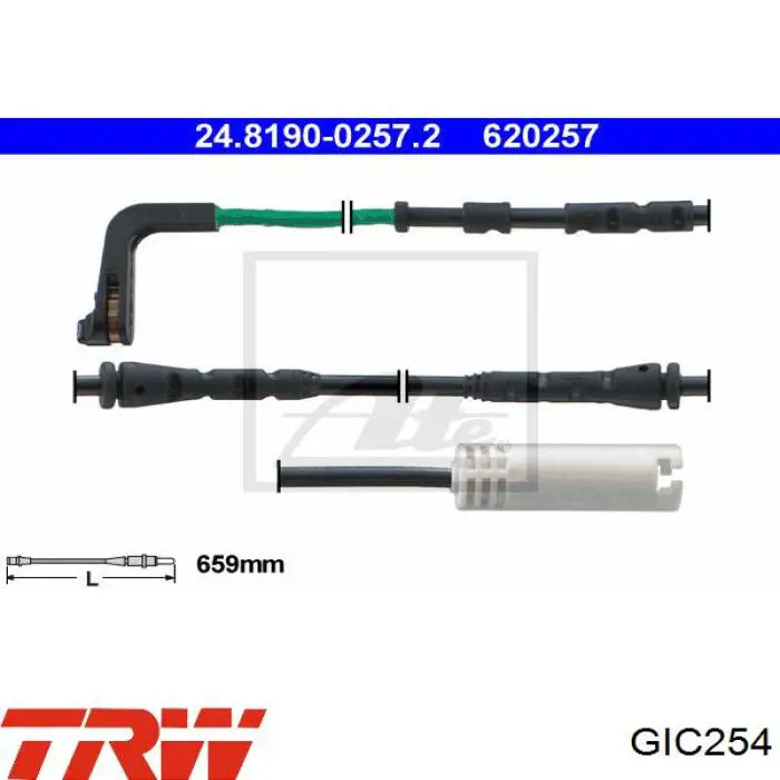 Sensor de desgaste de pastillas de freno delantero izquierdo TRW GIC254 precio, desde 13,31 EUR