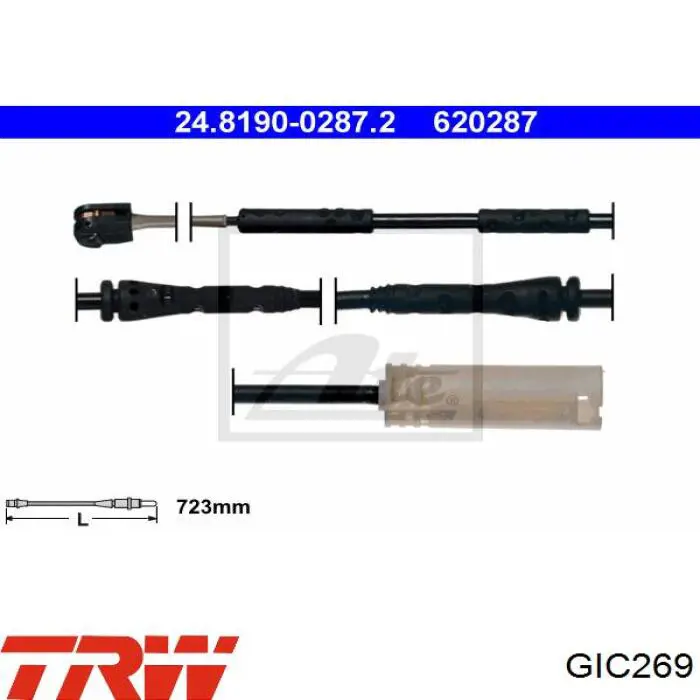 Sensor de desgaste de las pastillas de freno delanteras TRW GIC269 precio, desde 8,65 EUR