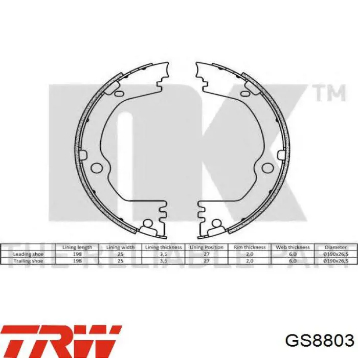 Zapatas de freno de mano TRW GS8803 precio, desde 31,91 EUR