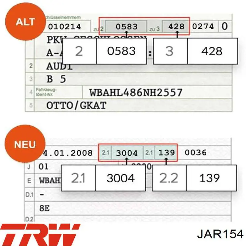 JAR154 TRW barra de acoplamiento