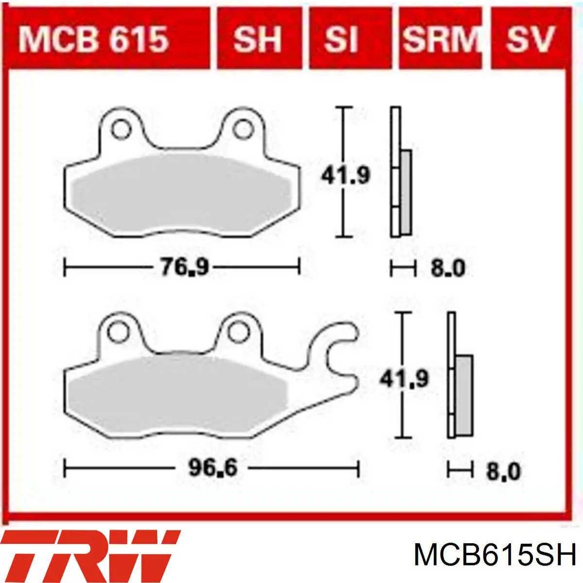 MCB615SH TRW pastillas de freno delanteras