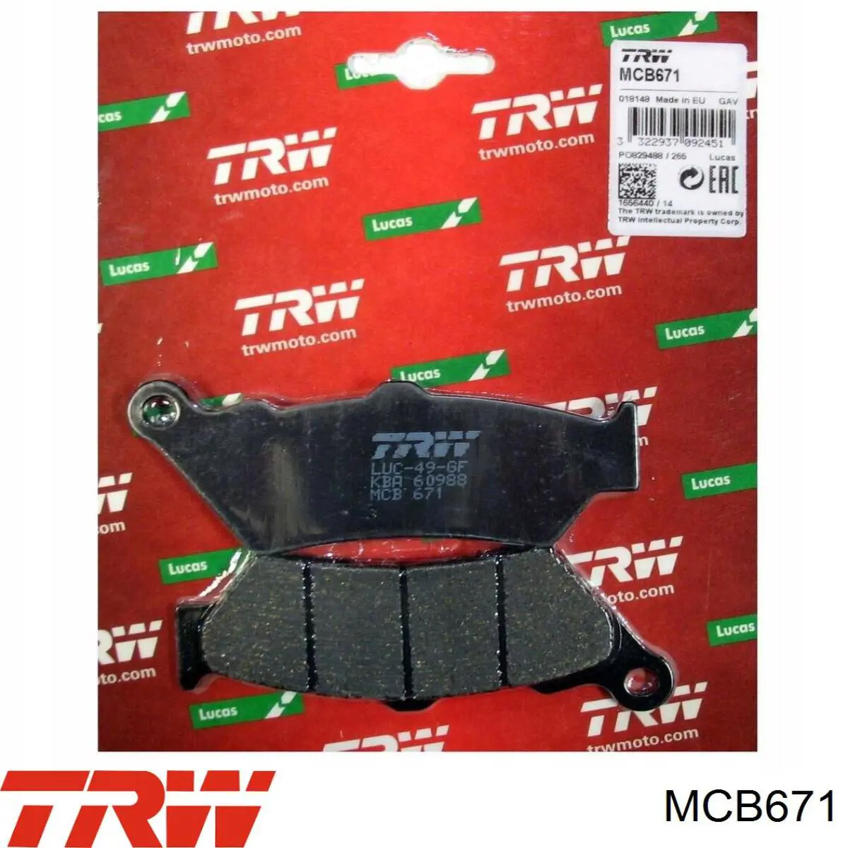 MCB671 TRW pastillas de freno traseras