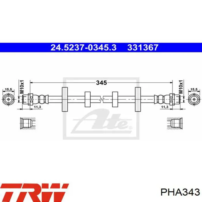 PHA343 TRW latiguillo de freno delantero