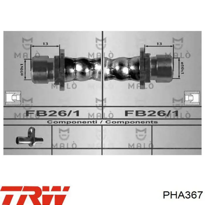 PHA367 TRW tubo flexible de frenos trasero derecho