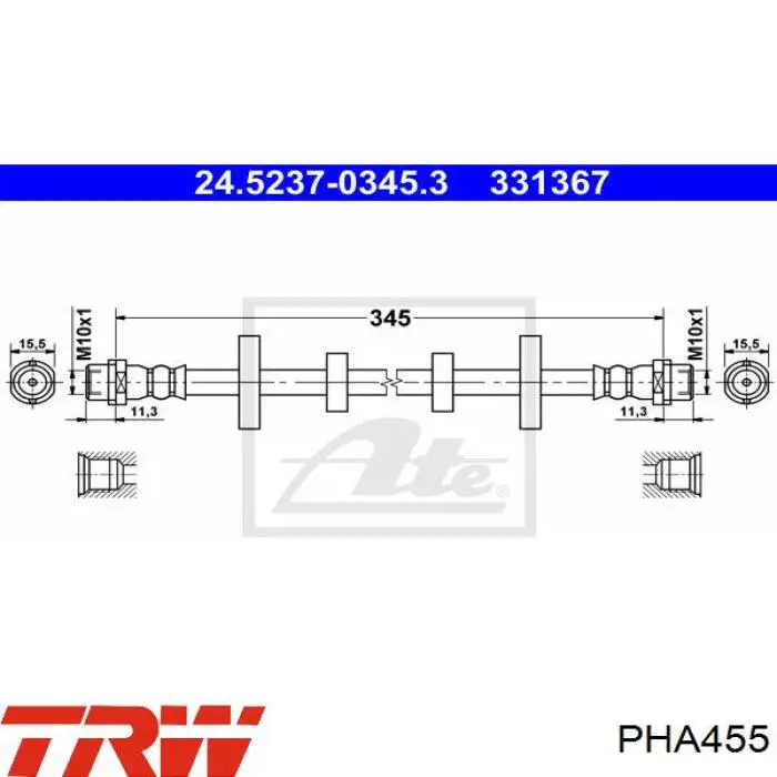 Comprar PHA455 TRW Latiguillos de freno delantero