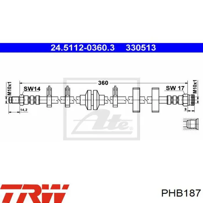 Latiguillo de freno delantero Fiat Tipo 160