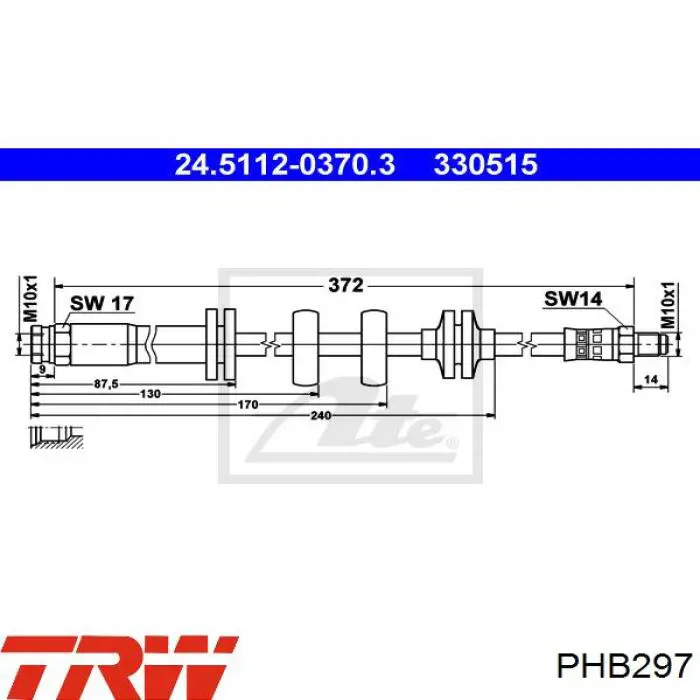 Latiguillos de freno delantero izquierdo PHB297 TRW
