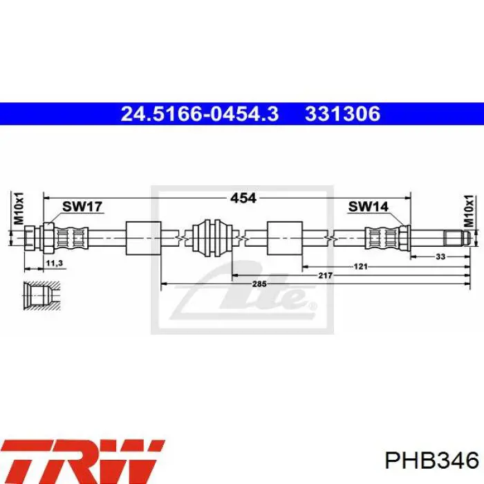 Comprar PHB346 TRW Latiguillos de freno delantero