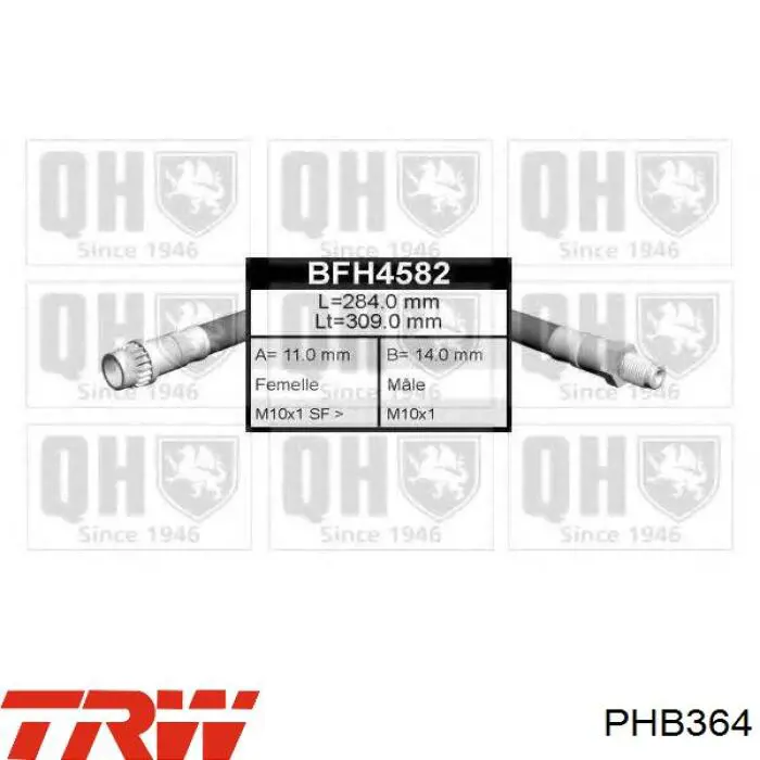 Latiguillos de freno delantero TRW PHB364 precio, desde 8,97 EUR