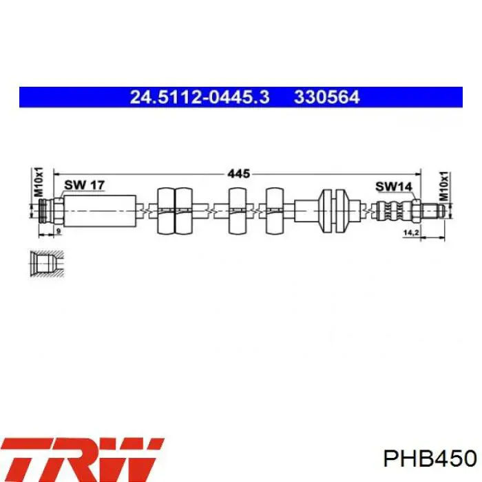 Comprar PHB450 TRW Latiguillos de freno delantero