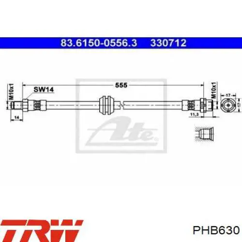 PHB630 TRW latiguillo de freno delantero