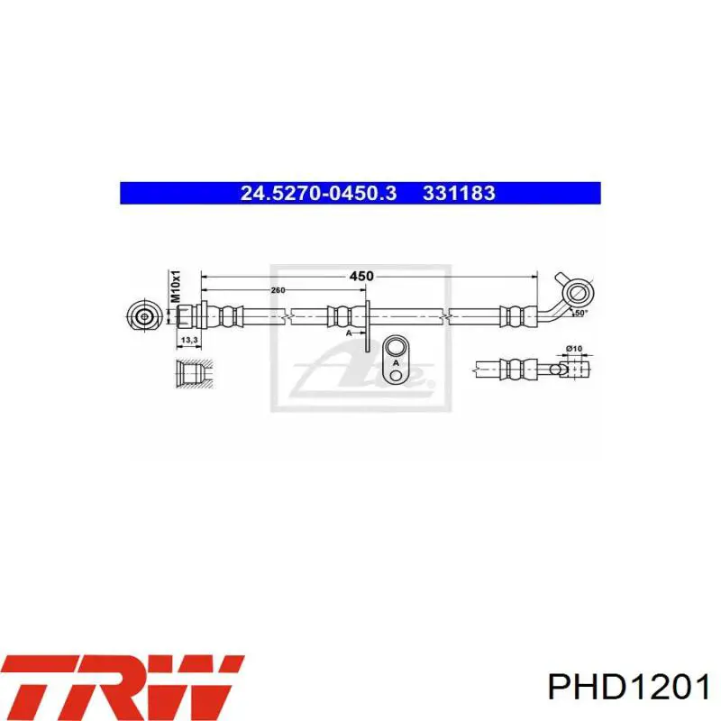 PHD1201 TRW latiguillo de freno trasero