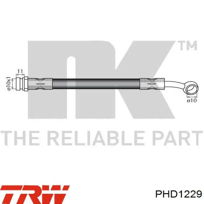 PHD1229 TRW tubo flexible de frenos trasero izquierdo