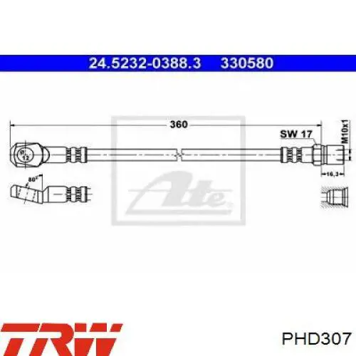 PHD307 TRW latiguillo de freno delantero