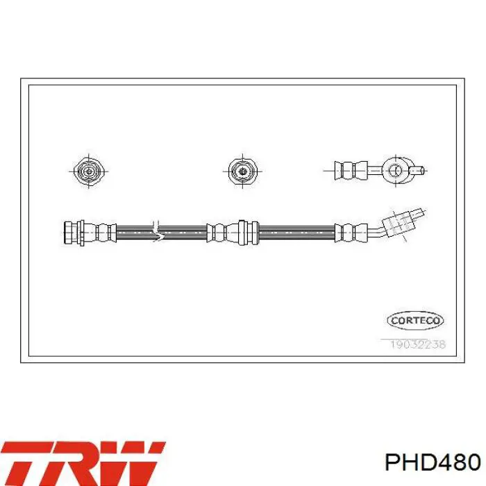 PHD480 TRW tubo flexible de frenos delantero derecho