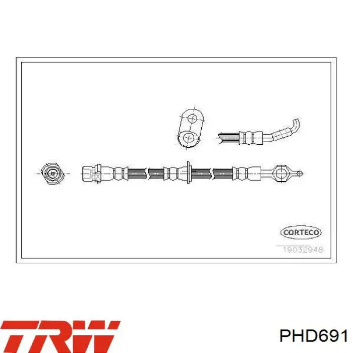 PHD691 TRW latiguillos de freno delantero derecho