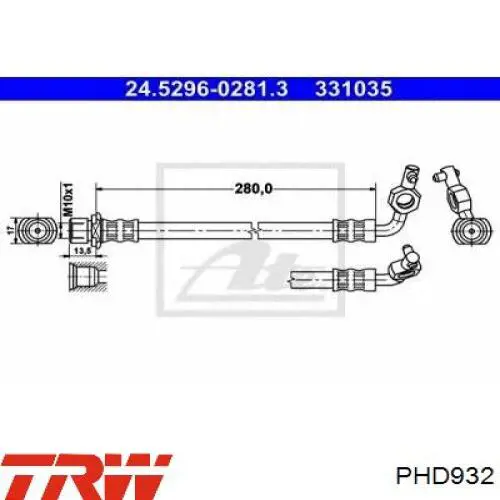 FHY2637 Ferodo tubo flexible de frenos trasero derecho