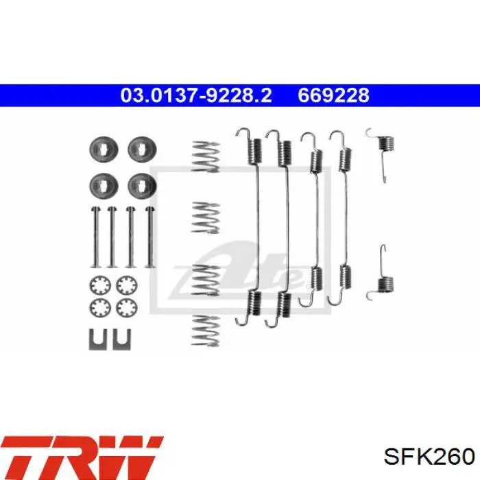 SFK260 TRW kit de montaje, zapatas de freno traseras