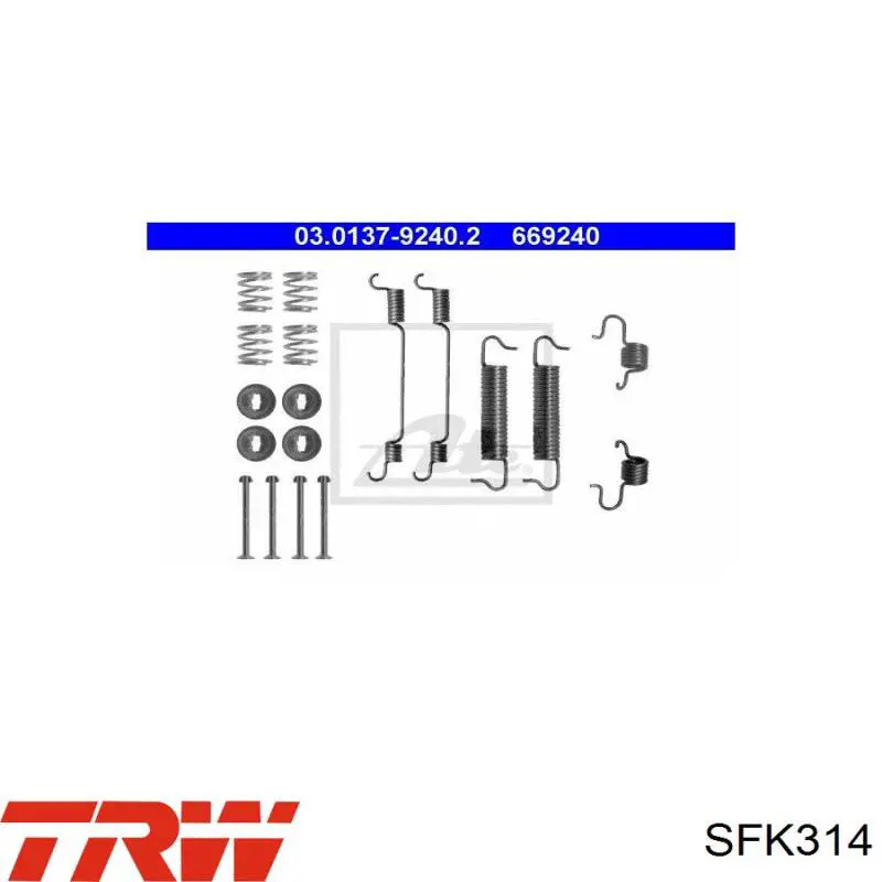 SFK314 TRW kit de montaje, zapatas de freno traseras