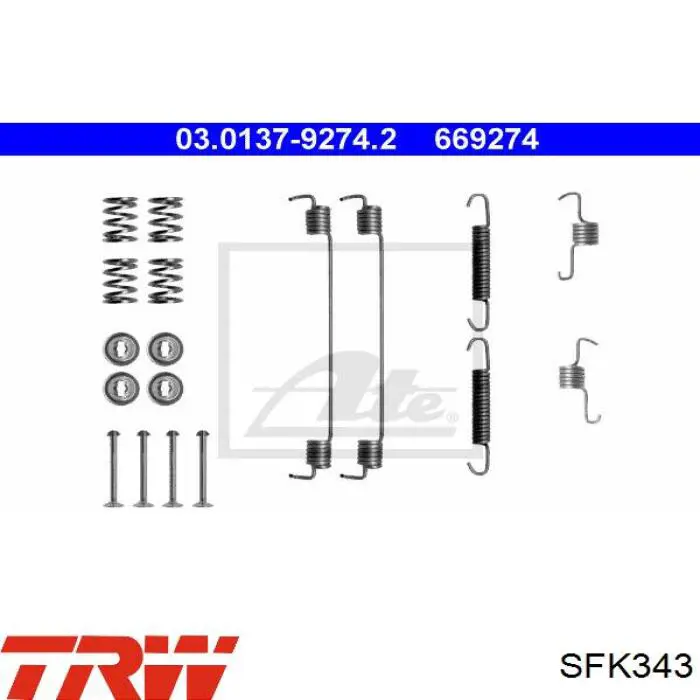 819 PEX kit de montaje, zapatas de freno traseras